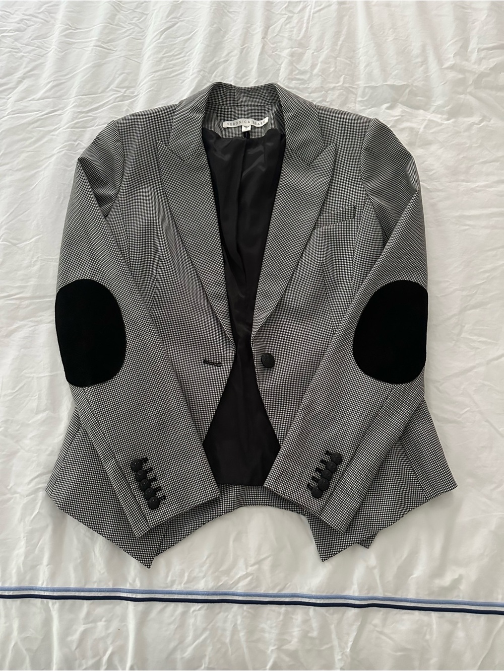 Veronica Beard Women's Houndstooth Blazer with Black Elbow Patches size 8